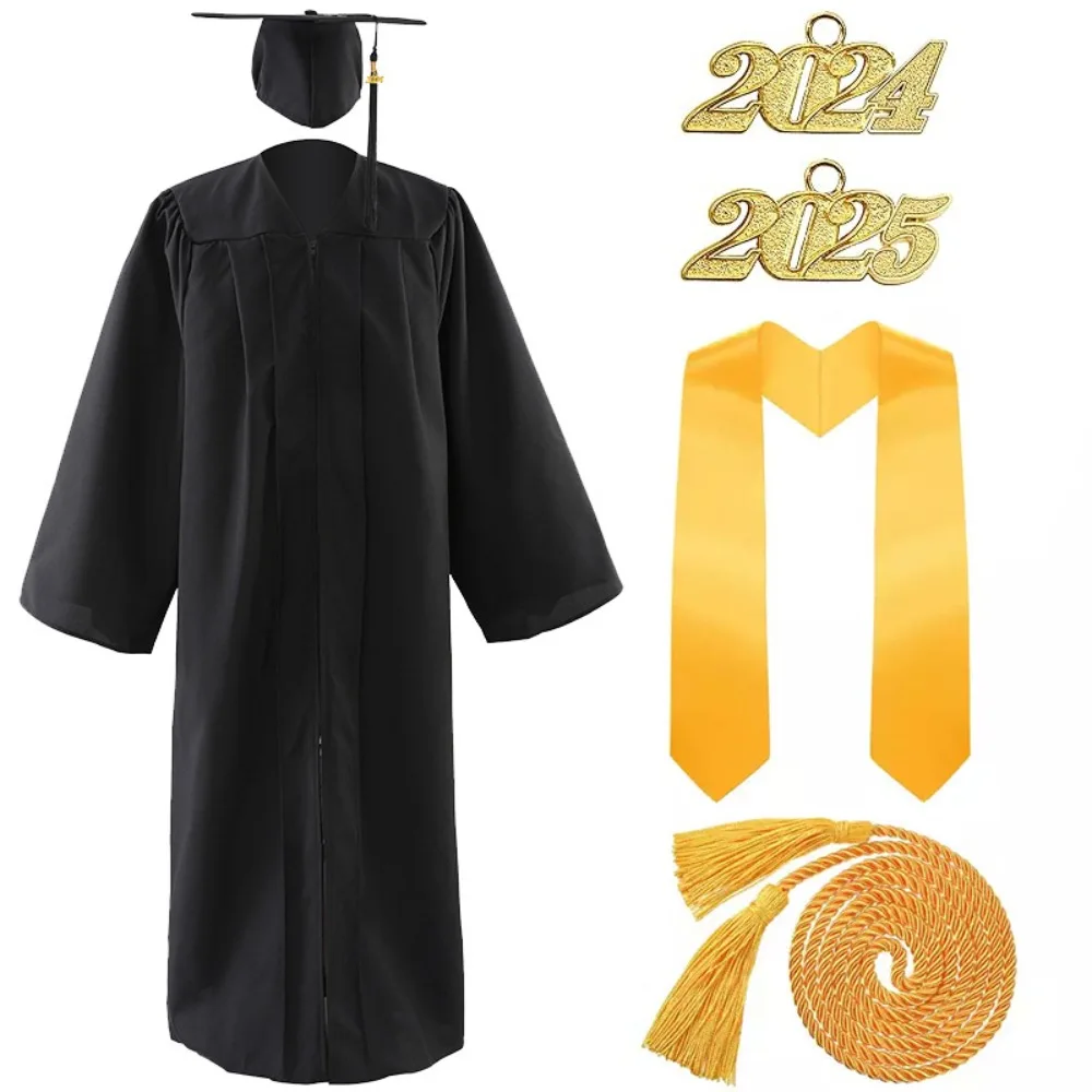 

Complete 4-Piece Graduation Set - Unisex Bachelor‘s & Doctor‘s Gown for College Photos, Ceremony & Cosplay