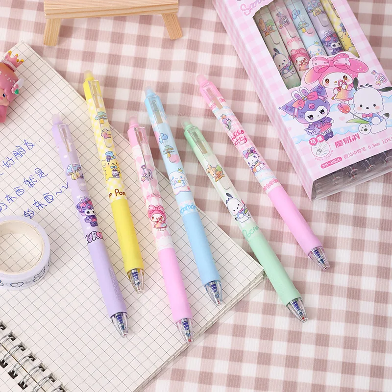 

12Pcs/Set Kawaii Erasable Gel Pens 0.5mm Blue Ink ST Tips Quick Dry Smooth Writing Student School Office Stationery Supplies
