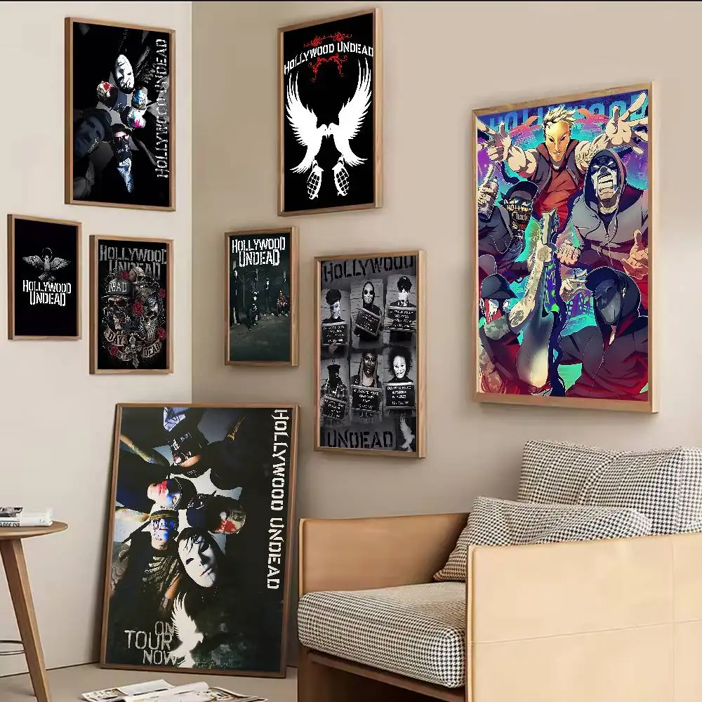 Rock Band H-Hollywood Undead Singer Whitepaper Poster Waterproof Paper Sticker Coffee House Bar Aesthetic Art Wall Painting