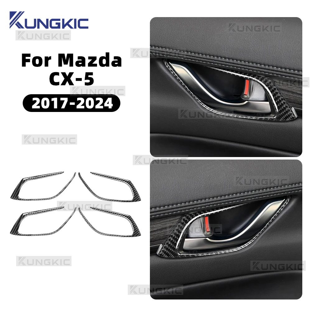 

Real Soft Carbon Fiber Sticker For Mazda CX-5 CX5 KF 2017-2019 2020 2021 2022 2023 2024 LHD RHD Car Door Inner Handle Frame