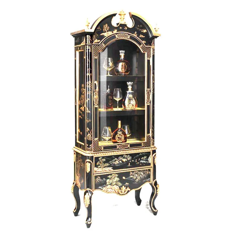 Single-door Display Sideboard with Black, Blue and White Glass Doors, Storage Decorative