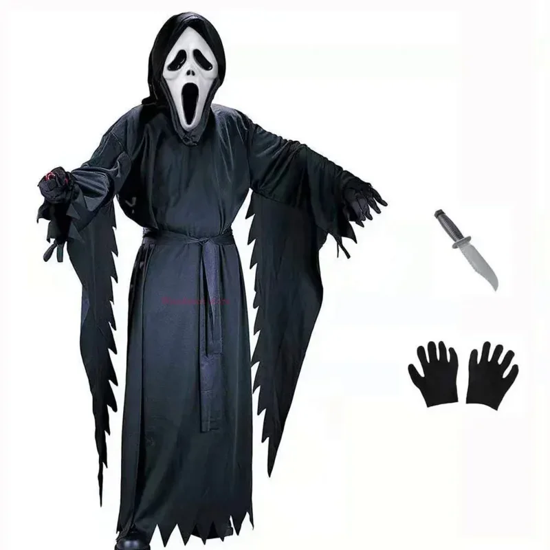 

Kids Adult Devil Scream Role Party Halloween Game Costumes Jumpsuit Horrific Death Zombie Cosplay Costume