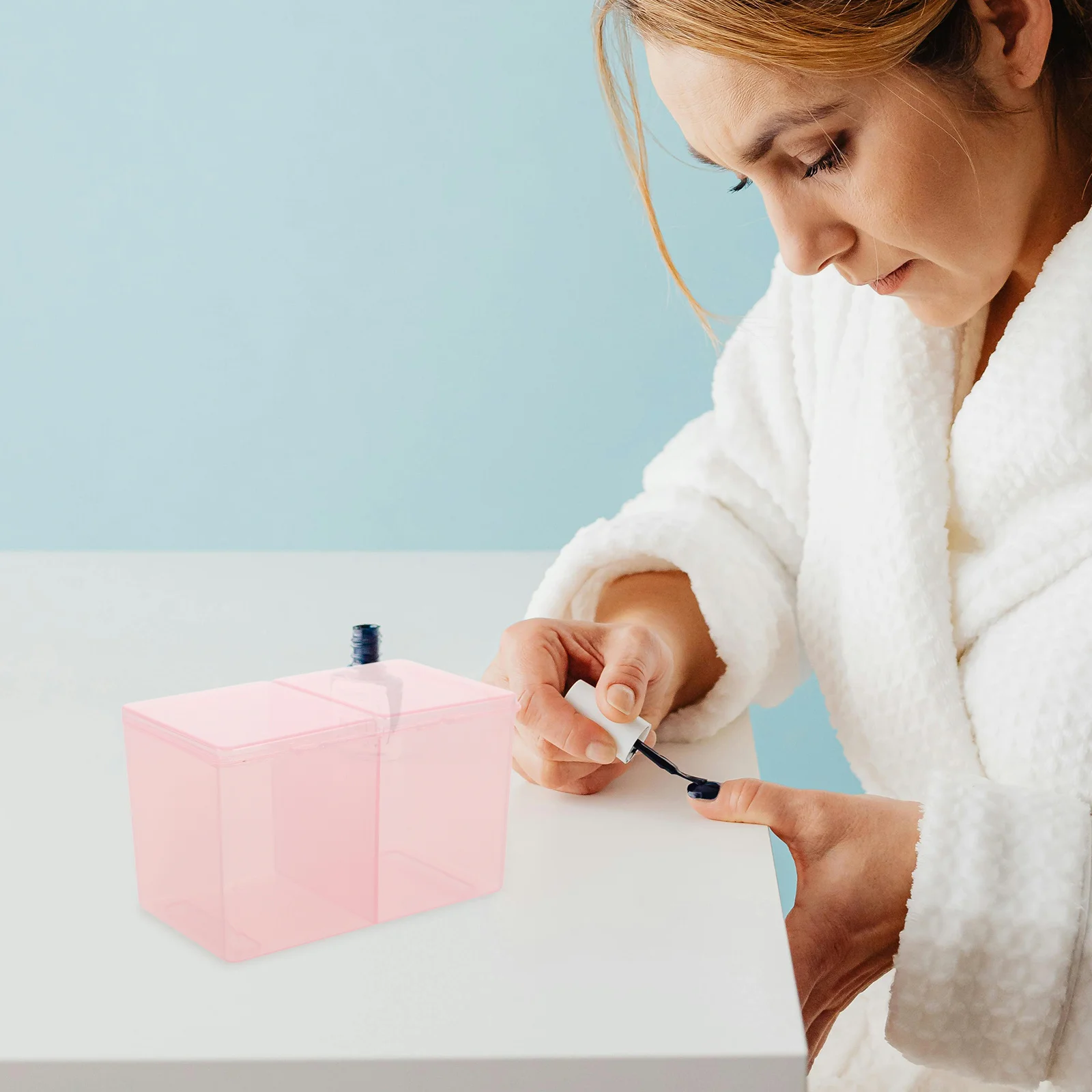 2 グリッド多機能ネイルツールボックスコンパクト軽量ネイルアート収納容器サロンホームオーガナイザー用クリアプラスチック