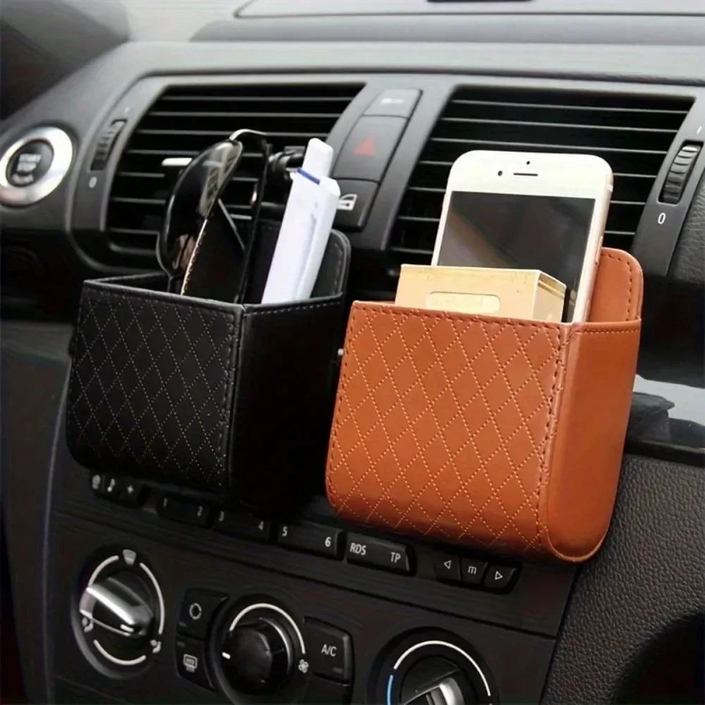 

Add to Wish List Car Air Outlet Storage Bag, Mobile Phone,Key, Sunglasses,Ventilation,Household,Hanging Leather Organizer Box