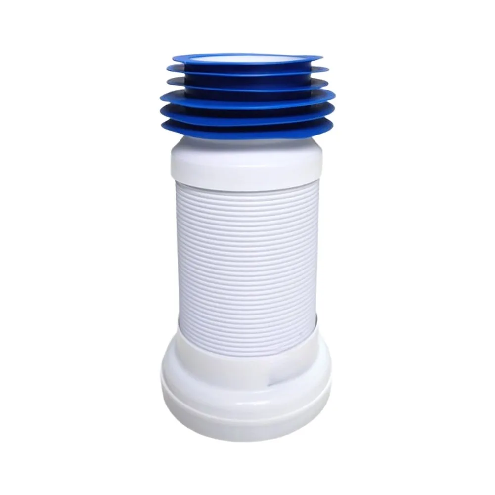 Reinforced Plastic Core with Elastic Rubber Sections Toilet Drain Pipe Connector for Stable Positioning and Leak Prevention