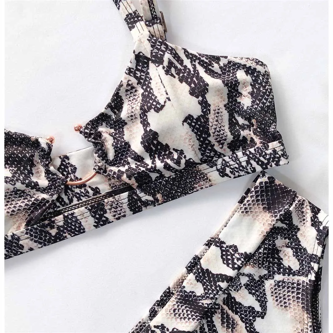 NEUER Leoparden-Badeanzug, hochtaillierter Bikini, Damen-Badebekleidung, zweiteiliges Bikini-Set, Badeanzug mit Schlangenmuster, Badebekleidung, V1712 – Detail 23