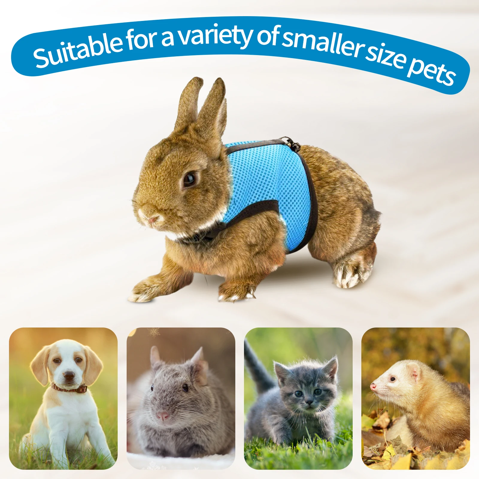 Rabbit Leash Harness Strap Hamster Vest Adjustable Convenience Outdoor Accessories Breathable Cats Rope Buckle Design Sweet Gift