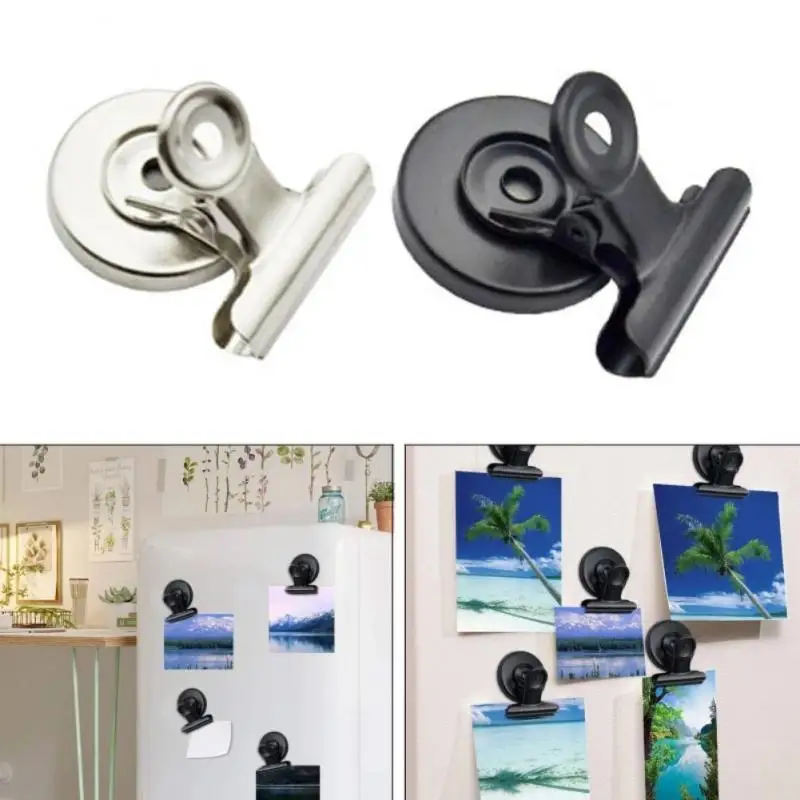 Fridge Magnetic Clips Whiteboard Photo Wall Metal Storage Hook Metal Round Refrigerator Magnets Kitchen Recipes Clamp