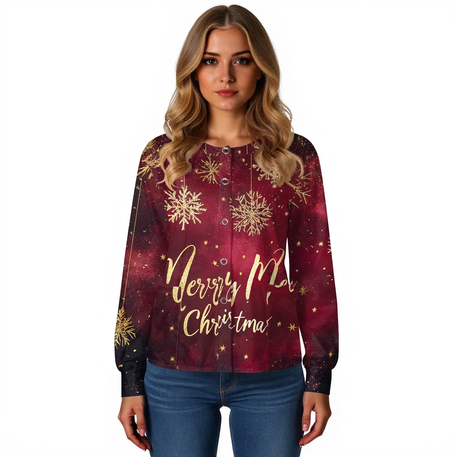 

Женский повседневный однобортный кардиган с длинным рукавом и рождественским принтом для кормления, куртки, женская защитная одежда, униформа для кормления