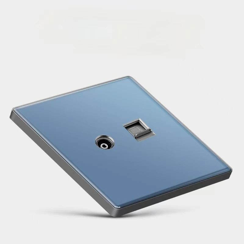 

86, ультратонкая встраиваемая настенная розетка из закаленного стекла синего цвета