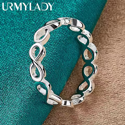 URMYLADY 925 Sterling Silver Cross Infinity 7-10# Ring For Women Wedding Charm Engagement Fashion Jewelry
