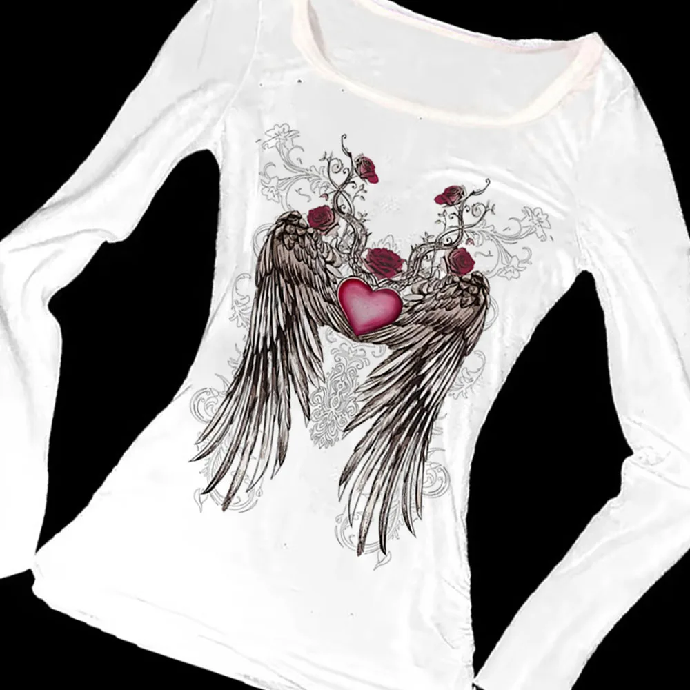 ملابس علوية بأكمام طويلة 2000s ملابس نسائية 90s ملابس نسائية عتيقة ملابس نسائية طويلة ملابس جمالية لطيفة بطباعة الرسوم المتحركة