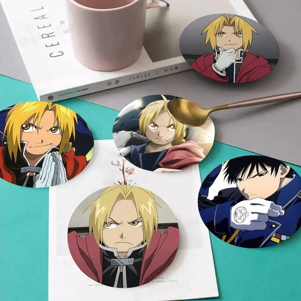 1pc F-ullmetal Alchemist Wooden Coaster Colour Printing Cup Mat Home Desk Decoration Gifts