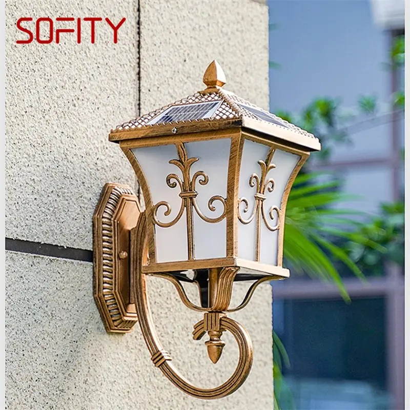 

SOFITY Retro Outdoor Solar Wall Sconces Light LED Waterproof IP65 Classical Lamp for Home Porch