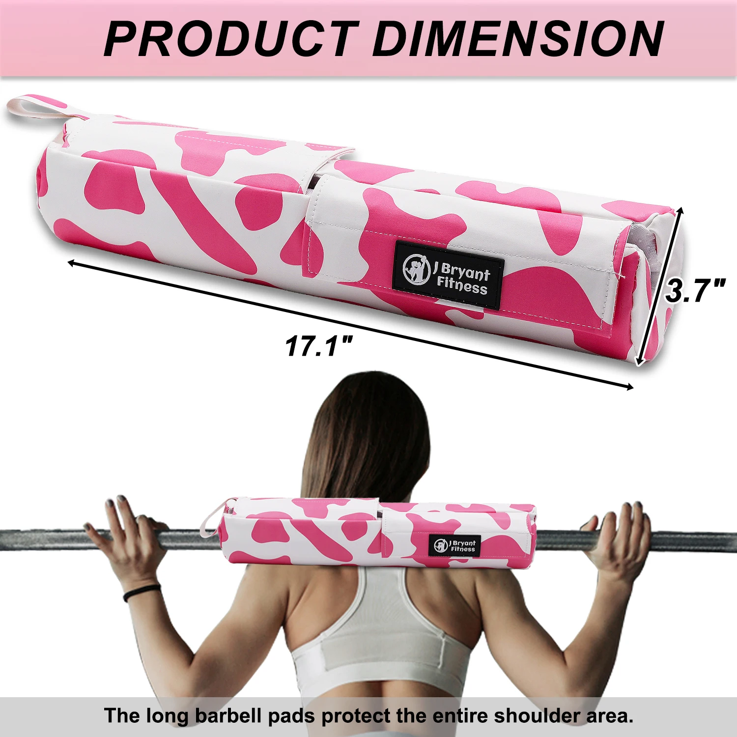 Cow Print Barbell Squat Pad Thick Foam PU Leather Padding for Neck Shoulder Protective Home Gym Weightlifting Training Equipment