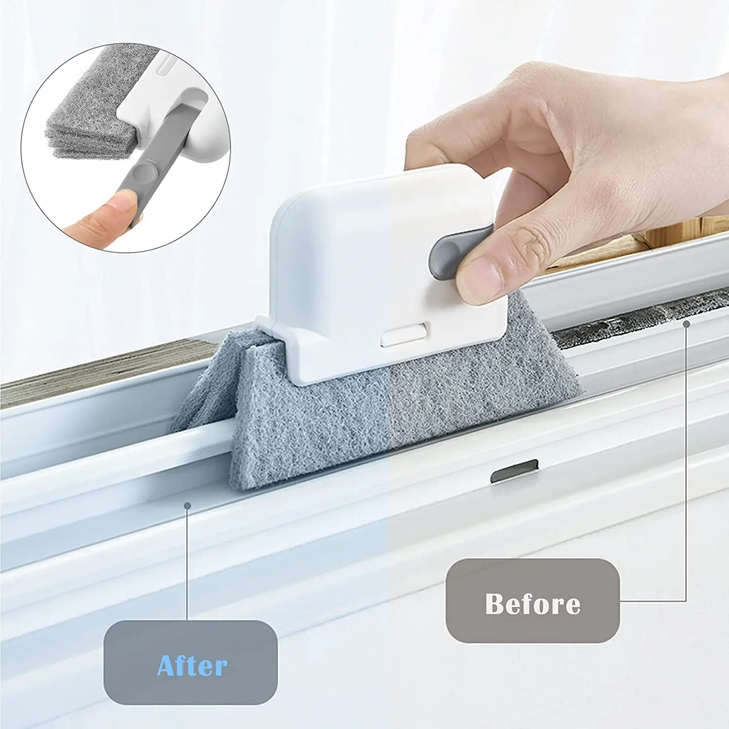 2 in 1 Groove Cleaning Tool Creative Window Groove Cleaning Cloth Window Cleaning Brush Windows Slot Cleaner Brush Groove Brush