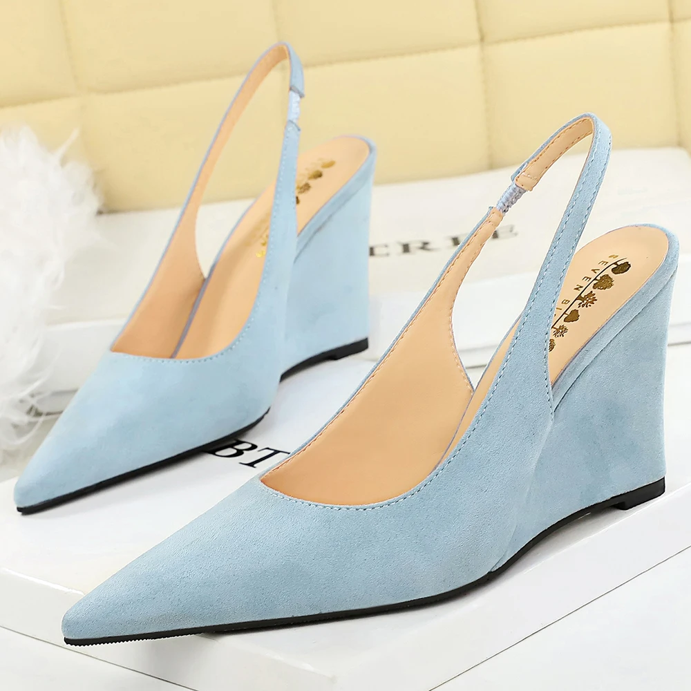 BIGTREE Shoes Wedge Heels Women Shoes Sharp Pointed Wedge Sandals Women Pumps Elegant Women's Office Shoes Fashion Women Heels