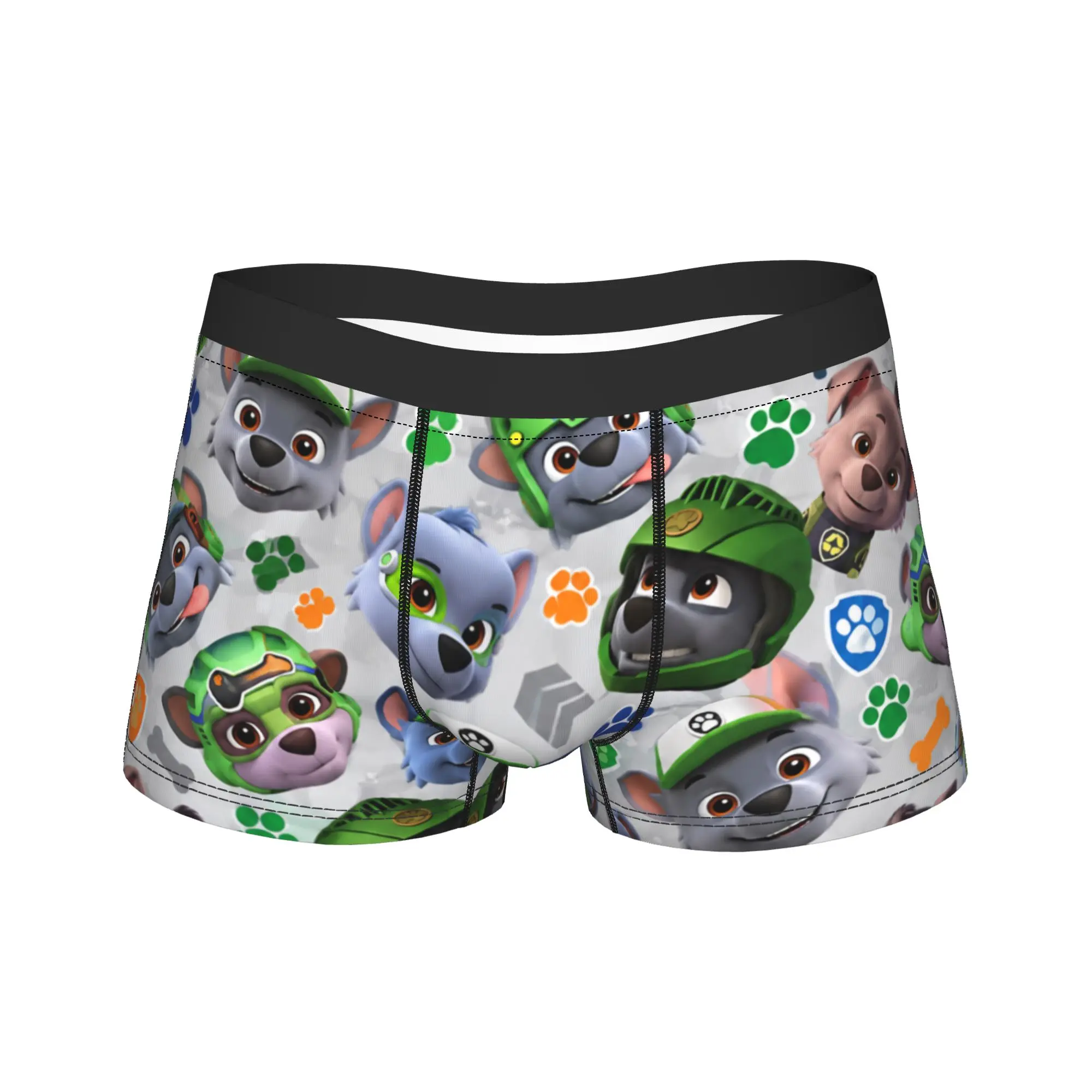 Paw Dogs Rocky Grey Puppy Head Boxer Shorts Pouch Underwear Trenky Custom DIY Boxer Brief Soft Trend Male Underpants Plus Size