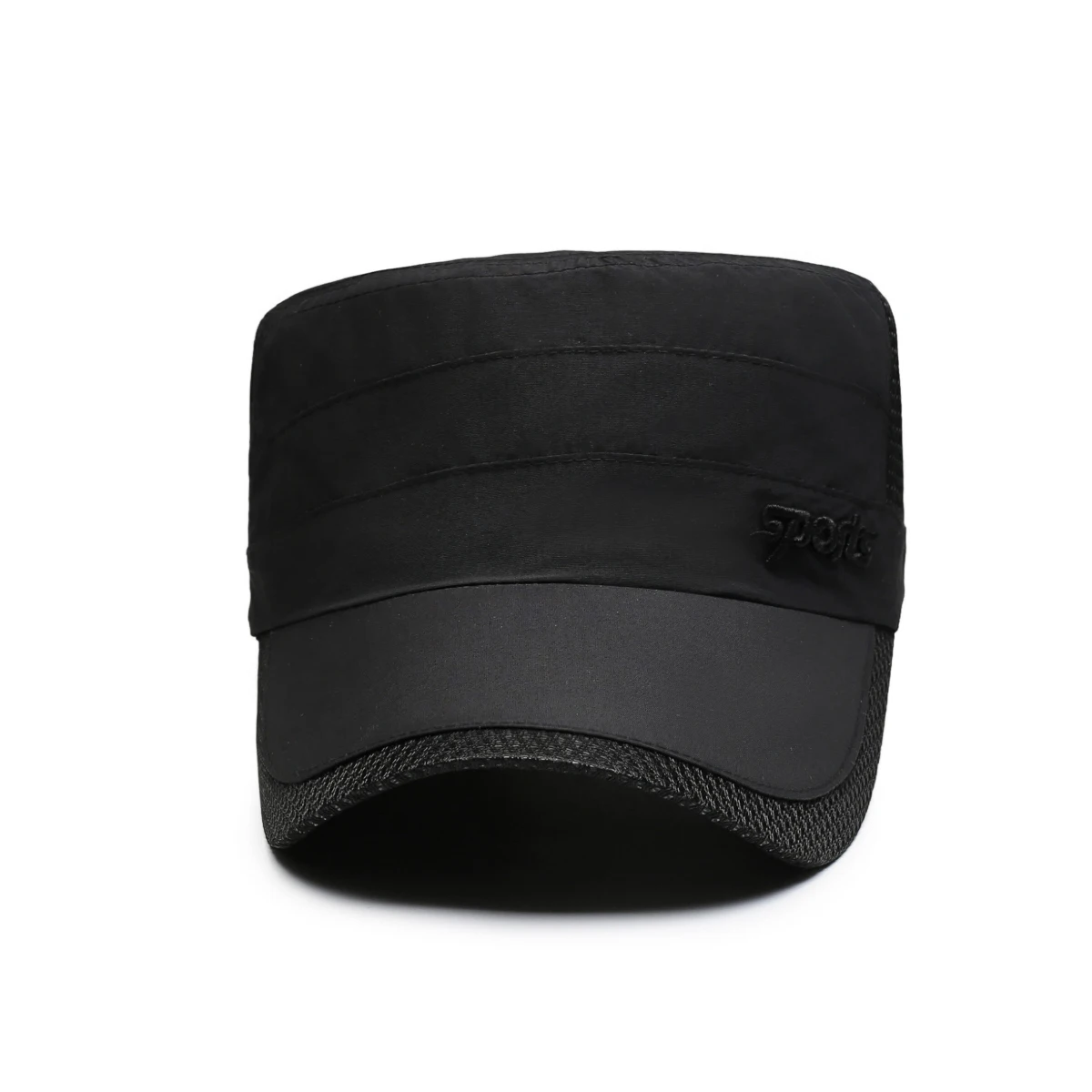 Schnelltrocknender Sonnenschutzhut für Frühling/Sommer, leichte, atmungsaktive Mesh-Baseballkappe, lässiger, flacher Militärstil-Modehut – Detail 9