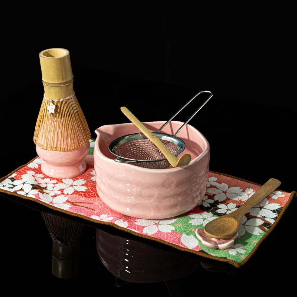 جديد وعاء ماتشا من السيراميك زهرة مع صب صنبور ماتشا صنع عدة بلون قابلة لإعادة الاستخدام طقم شاي ياباني عشاق الشاي