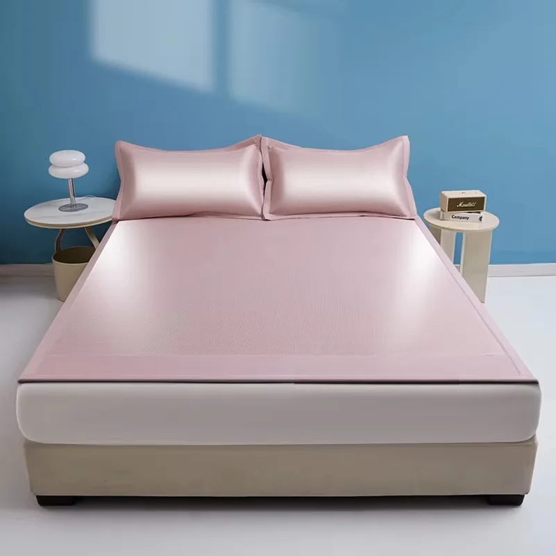 Summer Cooling Bed Pad Light Luxury Carbon Fibres Sleeping Cool Bed Mat Ice Silk Mats with Pillowcases Smooth Mattress Cover Set - view 6