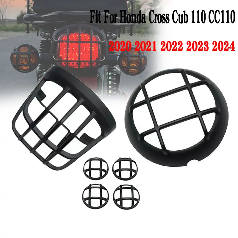 Fit For Honda Cross Cub 110 CC110 2020-21 2022 2023 2024 Motorcycle Matt Black Headlight Turn Signal Taillight Grill Cover CC110