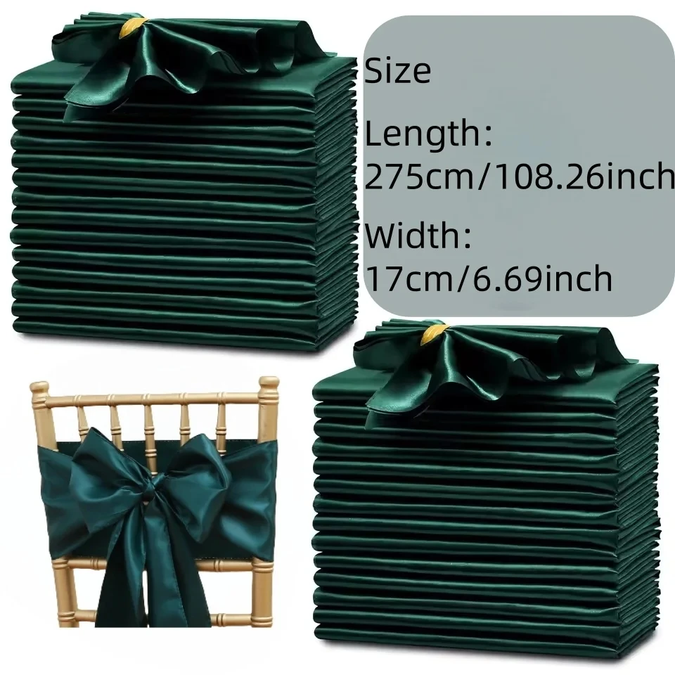 10PCS  Wedding banquet chair back satin ribbon banquet hotel event chair back cover bow chair tie chair cover decoration