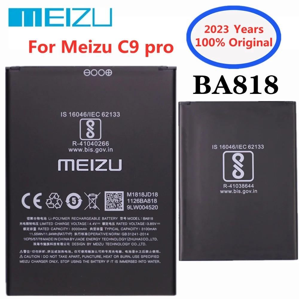 

2023 Years Meizu BA818 100% Original 3000mAh Battery For Meizu c9 pro C9pro Mobile Phone Battery In Stock + Tracking Number