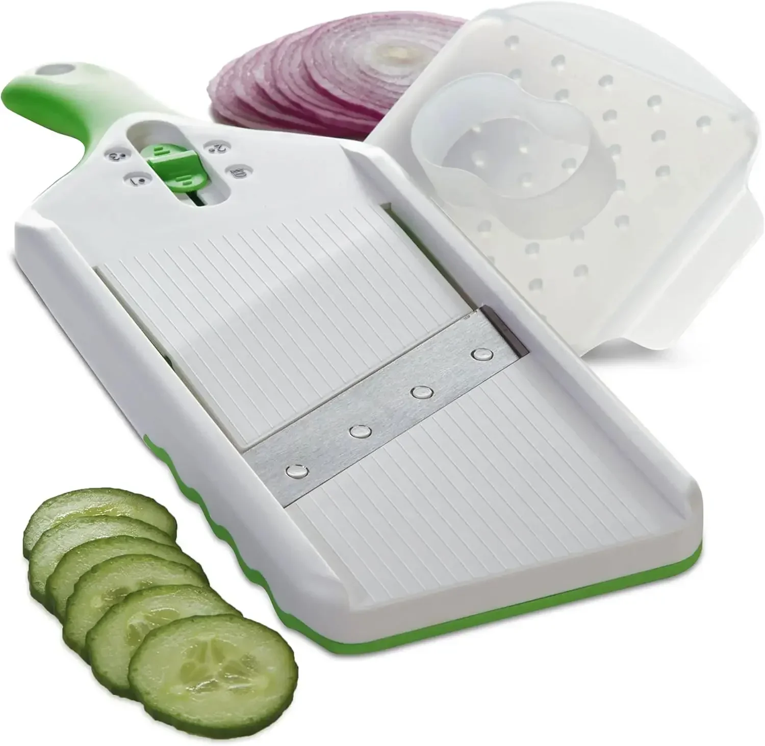 

Слайсер-мандолина PrepSolutions Adjust-A-Slice, зеленый – регулируемая толщина нарезки, идеально подходит для овощей, фруктов и многого другого