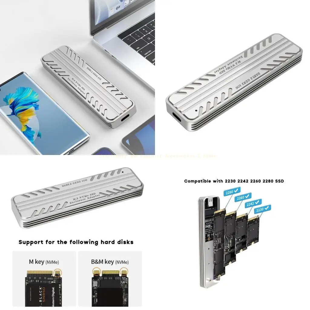 NVME protocolo SSD Box 10Gbps Mobile Hard Disk Enclosure Box JMS583 Control