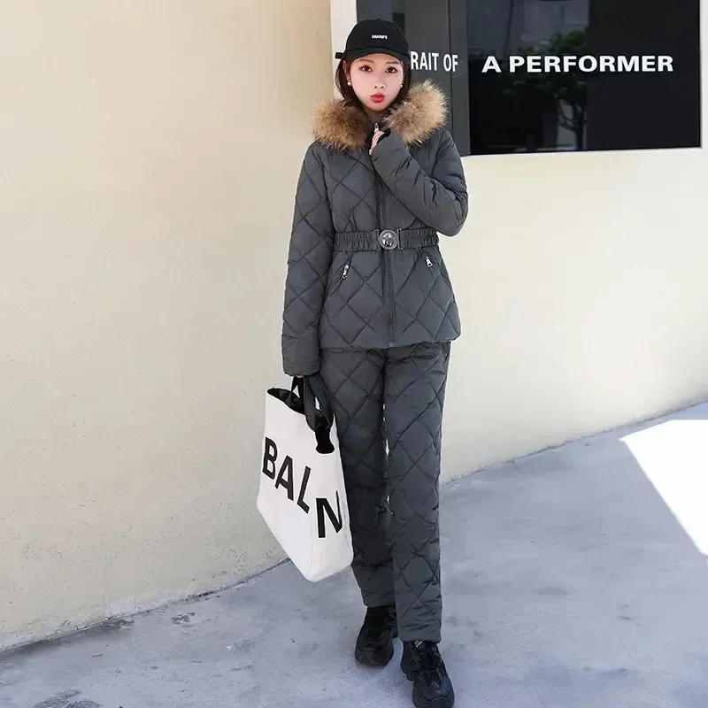 Snow Two Piece Set Ski Suit Women Coveralls Mountain Ski Fleece Warm Winter Ski Jacket Pants Breathable Snow Suit New Fashion