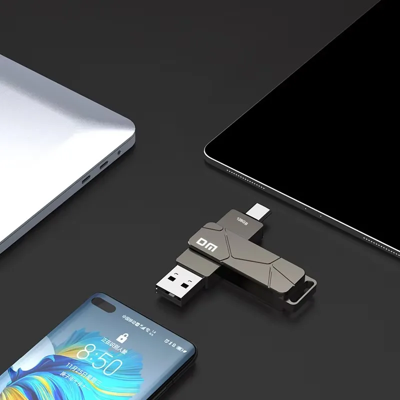 PD198 DM Type C USB3.2 Flash Drive 64G 128G 256G With Dual Port for Type C Smartphone and Computer
