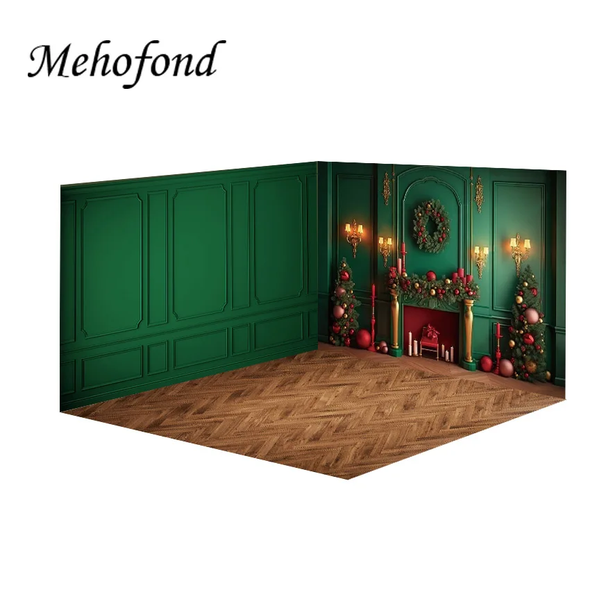 

Avezano Photography Background Christmas Fireplace European Style Wall Xmas Decor Backdrop Wood Floor Kids Family Portrait Photo