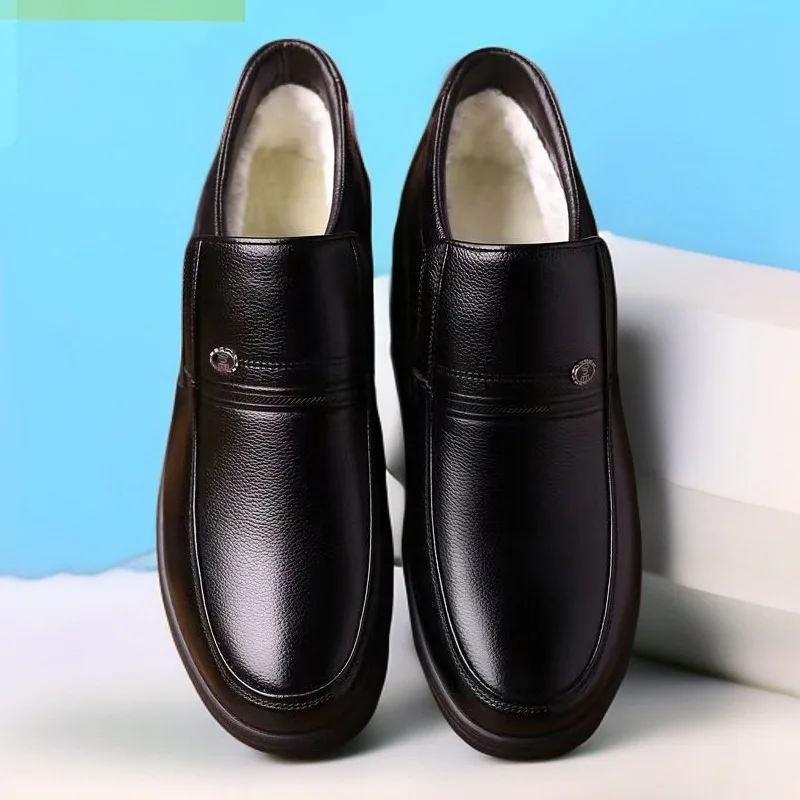 

Черные зимние ботинки, мужские ботинки, обувь для папы из натуральной кожи, кожаная хлопковая обувь, мужские модельные ботинки, зимняя обувь, мужские Zapatillas Hombre