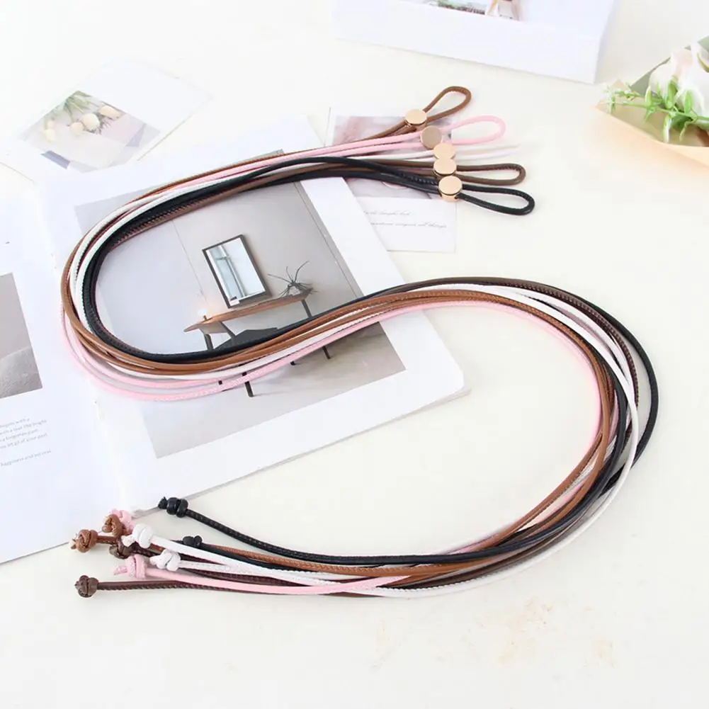 Сплошной цветной ремень, стильный женский ремень из искусственной кожи с регулируемой длиной, износостойкий дизайн, модный аксессуар для платья