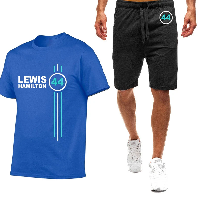 Camiseta de manga curta masculina, piloto de F1, Lewis Hamilton, digital, simples, confortável, casual, fato de movimento da moda, verão, 44