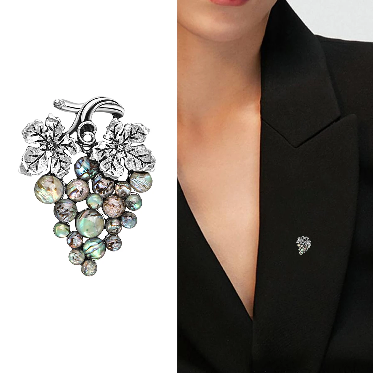 Beaut&Berry Shell Grape Brooches Unisex Plant Pins Casual Party Accessories New Gifts Friends Decoration