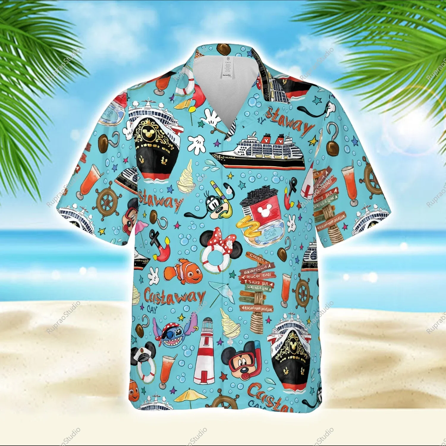 

Disney Cruise Hawaiian Shirt for Men's Button Up Shirt Mickey Cruise Hawaiian Shirt Disneyland Mickey and Friends Hawaiian Shirt