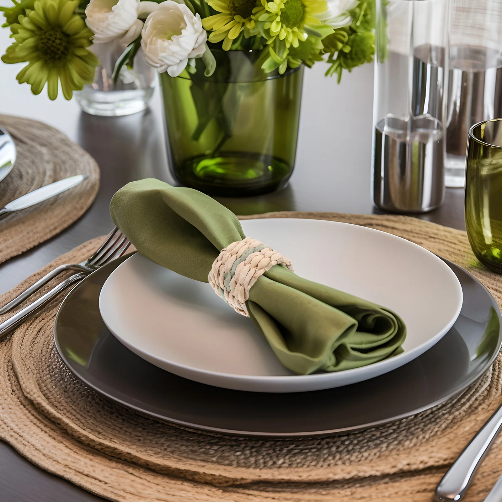 

6Pcs Woven Napkin Rings Rustic Farmhouse Table Decor Serviette Ring Holder Wedding Banquet Napkin Rings for Table Setting