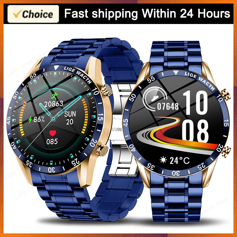 

LIGE Mature Men's Smart Watch Luxury Men Sport Fitness Wireless Calling Blood Oxygen Health Monitor Stainless Steel Wrist Watch