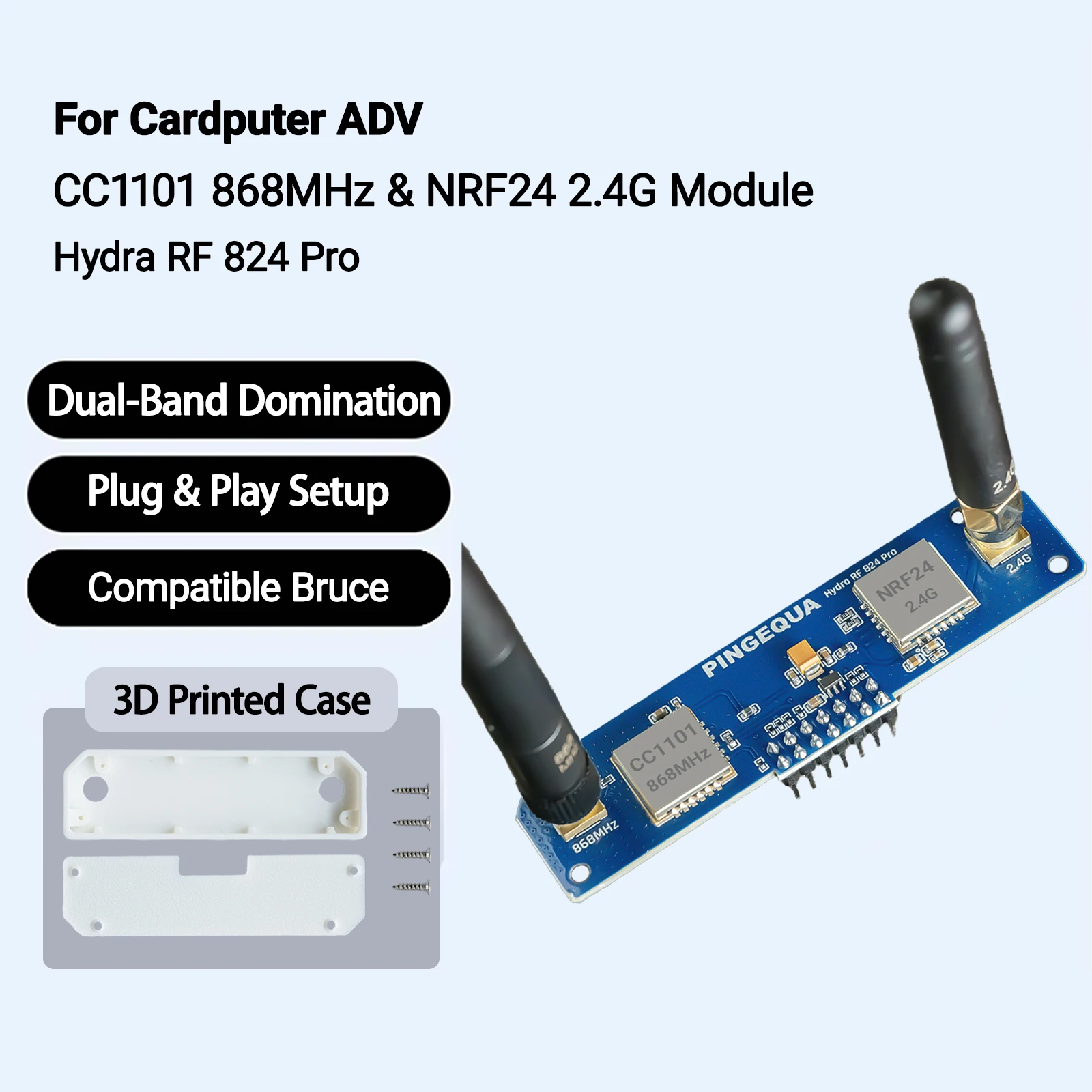 Moduł RF M5Stack Cardputer ADV – 868MHz CC1101 + 2.4GHz NRF24L01, z automatycznym przełączaniem, Hydra RF 824 Pro, PINGEQUA