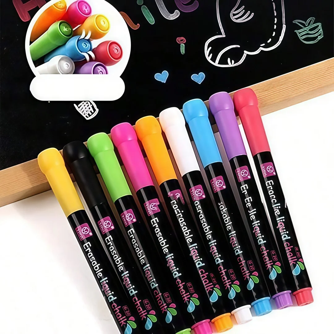 Erasable Liquid Chalk Markers, Water-Based Fluorescent Pens for LED Boards, Blackboards, Glass, Signs, Art & Craft
