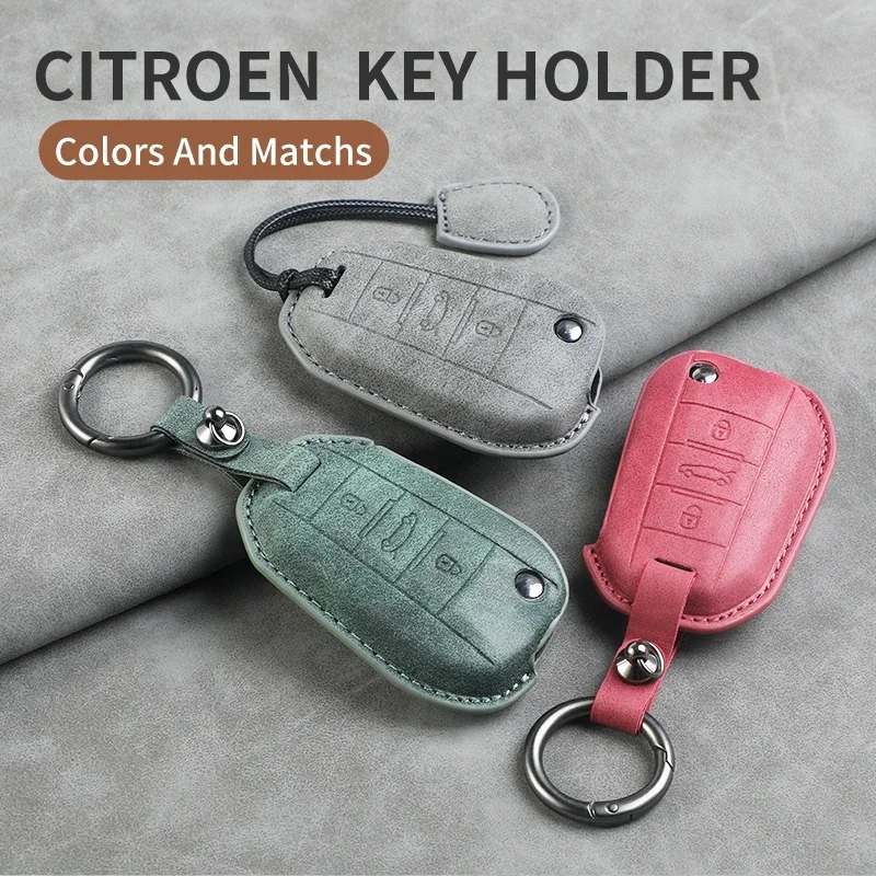 

Leather Car Flip Key Case Cover for Peugeot 208 308 408 508 2008 3008 4008 5008 306 407 807 for Citroen C1 C3 C4 CACTUS C6 C8