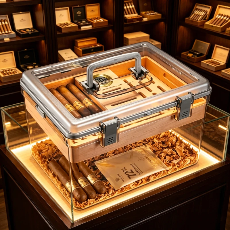 

70/80/100 Cigar Humidor with Double Seal Bug Proof Aging Storage Cedar Wood Box Premium Gift for Cigar Lovers