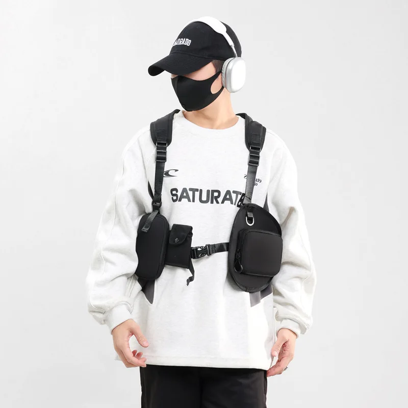 Unisex Professional Black Sports Vest Bag Breathable Mesh Pockets - Adjustable Shoulder Straps for Running Hiking&Gym Essentials
