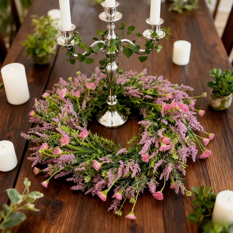 simulation-wreath-pink-lavender-wreath-holiday-decoration-home-ornament