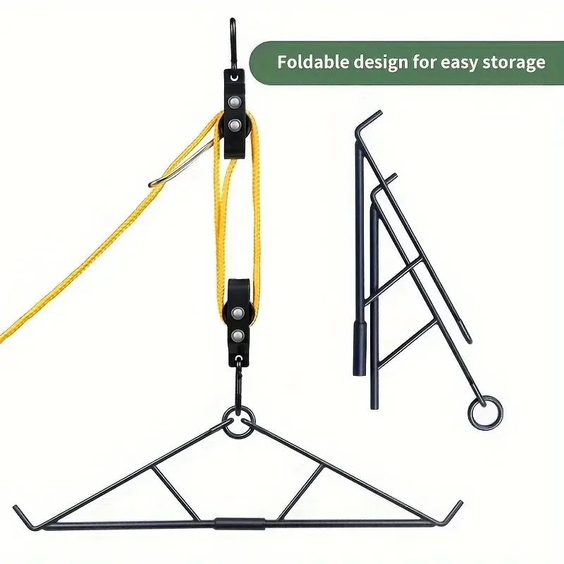 600LB Capacity Deer Hanging Game Stand Kit with Dual Pulley System Butchery and Skinning Hunting Accessories Set Hunting Tool