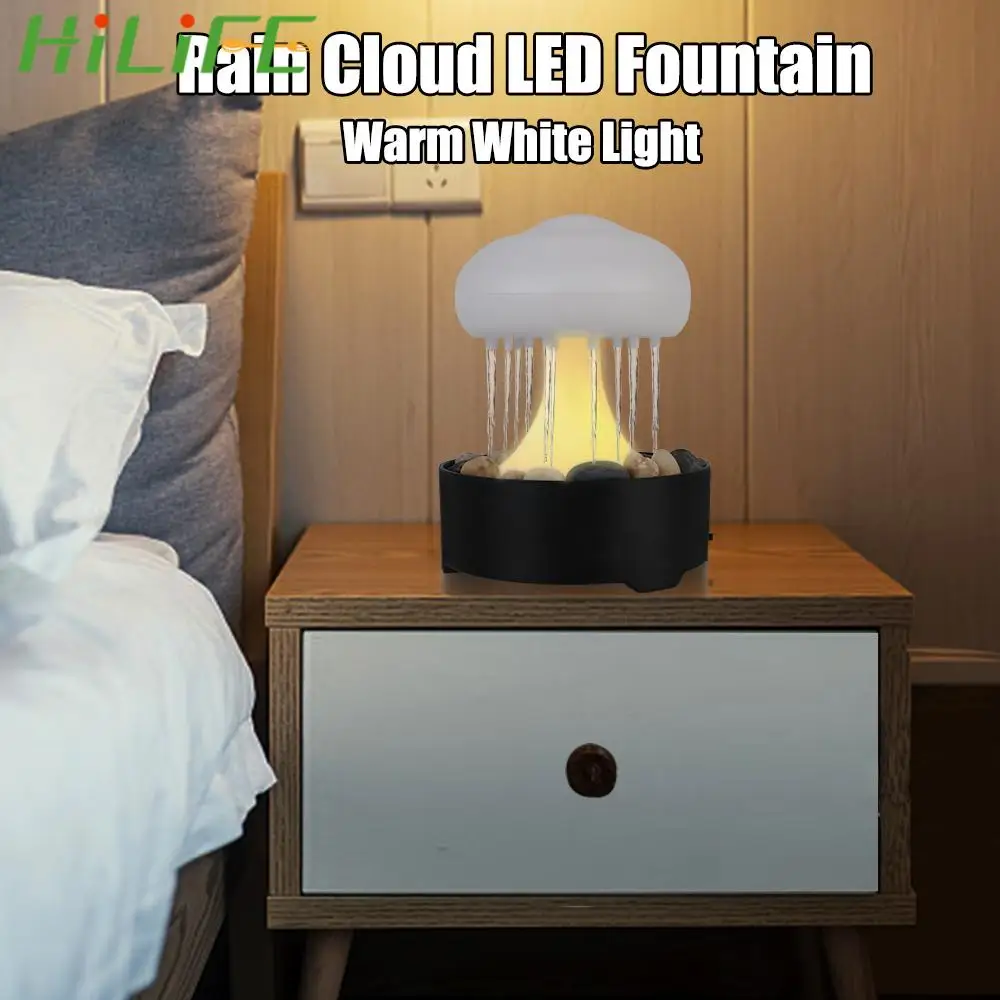 

Home Decor Portable Mushroom Lamp Warm White Lights Fountain Light Rain Cloud Night Light For Home Bedroom Electric Ultra Quiet