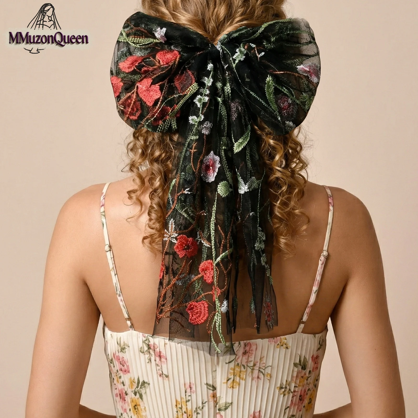 TOPQUEEN Bow Lace Veil 2-Layered Bridal Veil Short Black Wedding Veil Banquet Accessories Includes With Comb Customizable V326