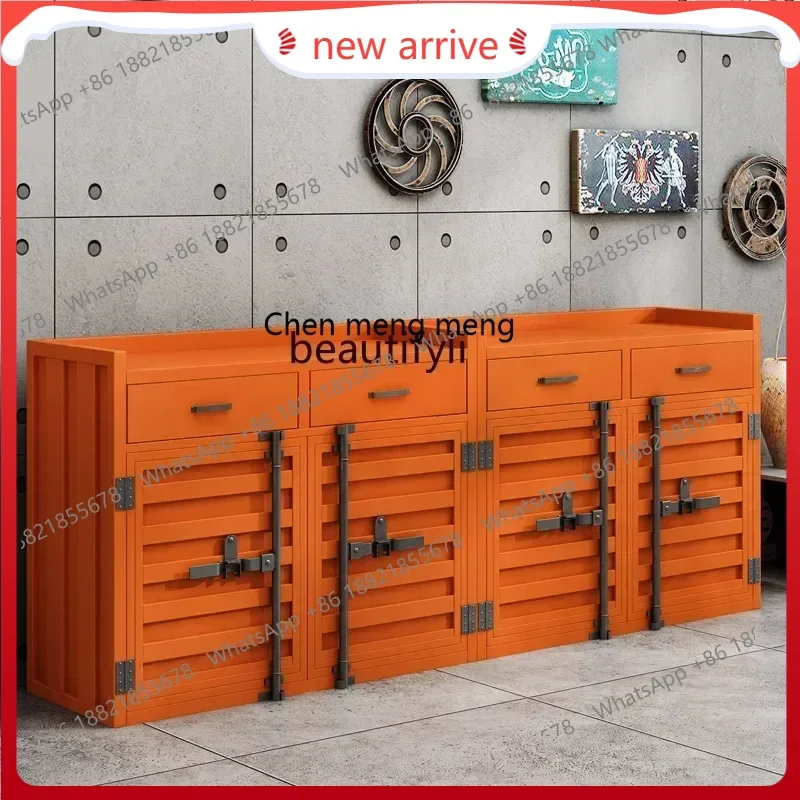 SS new styleRetro storage locker, container locker, industrial style wrought iron dining side cabinetss 7486 ss 7486